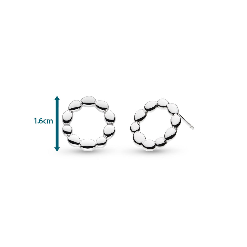 Kit Heath Silver Coast Pebble Ridge Circular Stud Earrings