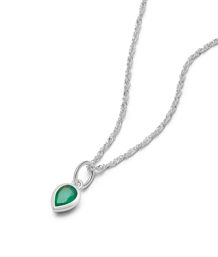 Daisy London Silver Emerald May Birthstone Charm Necklace