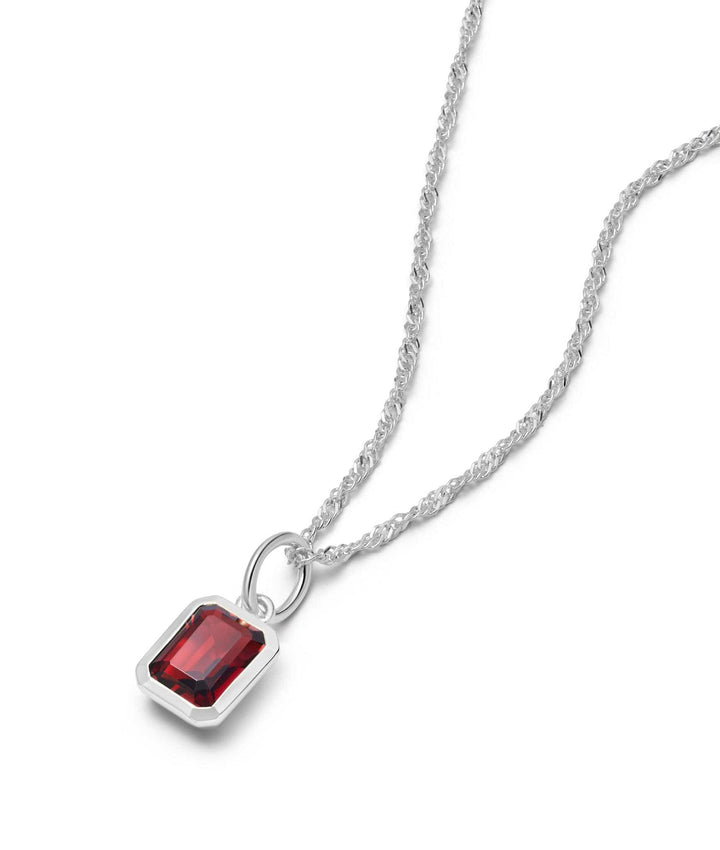 Daisy London Silver Garnet January Birthstone Charm Necklace