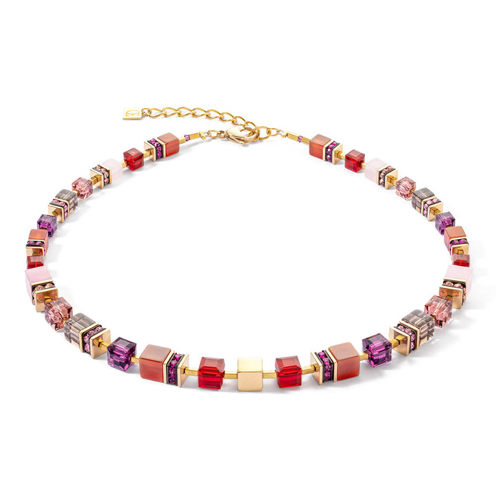 Coeur De Lion Geocube Precious Statement Necklace Gold-Red