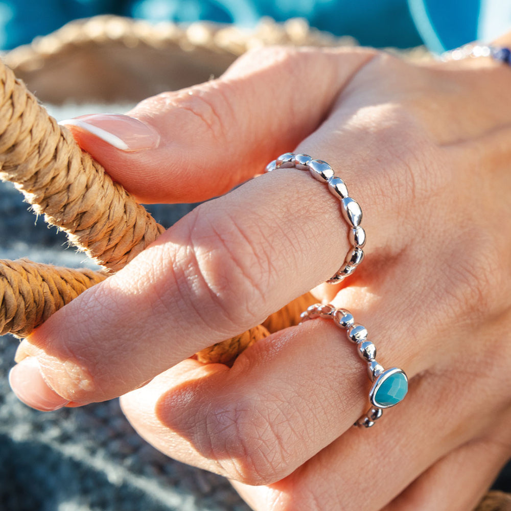 Kit Heath Silver Coast Pebble Azure Ring