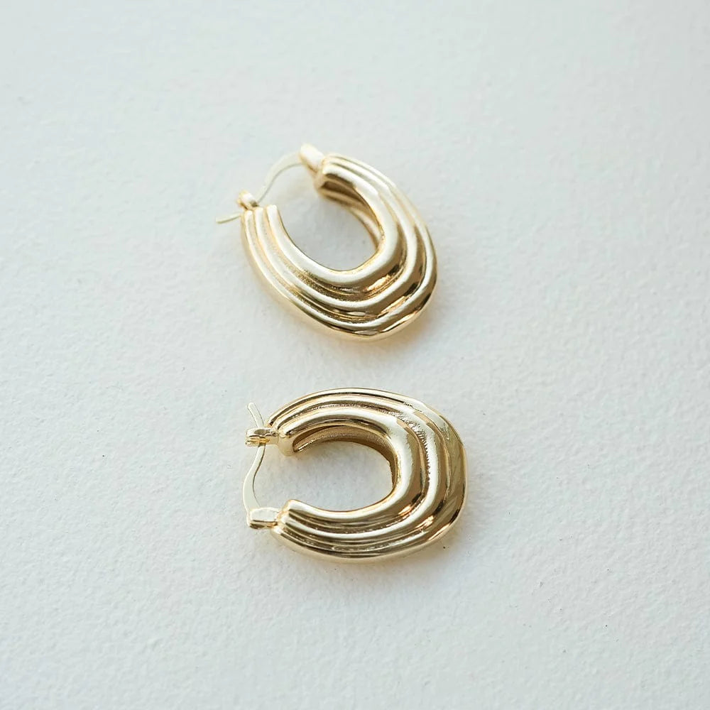 Daisy London Gold Polly Chunky Ridge Hoops