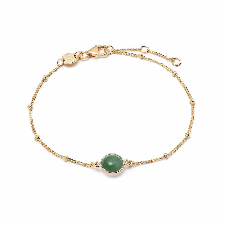 Daisy London 18ct Gold Plate Green Aventurine Healing Stone Bracelet