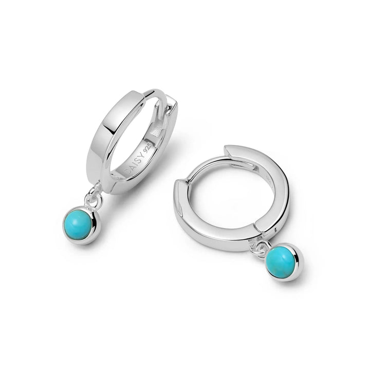 Daisy London Sterling Silver Turquoise Healing Stones Huggie Earrings