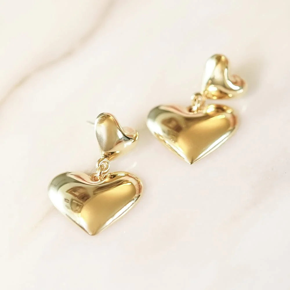 Daisy London Gold Heart Drop Earrings