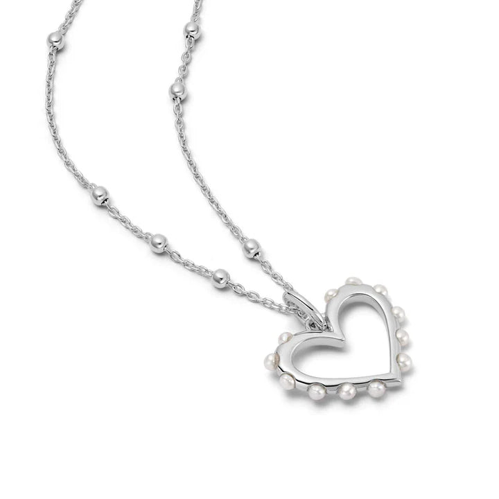 Daisy London Silver Pearl Heart Necklace