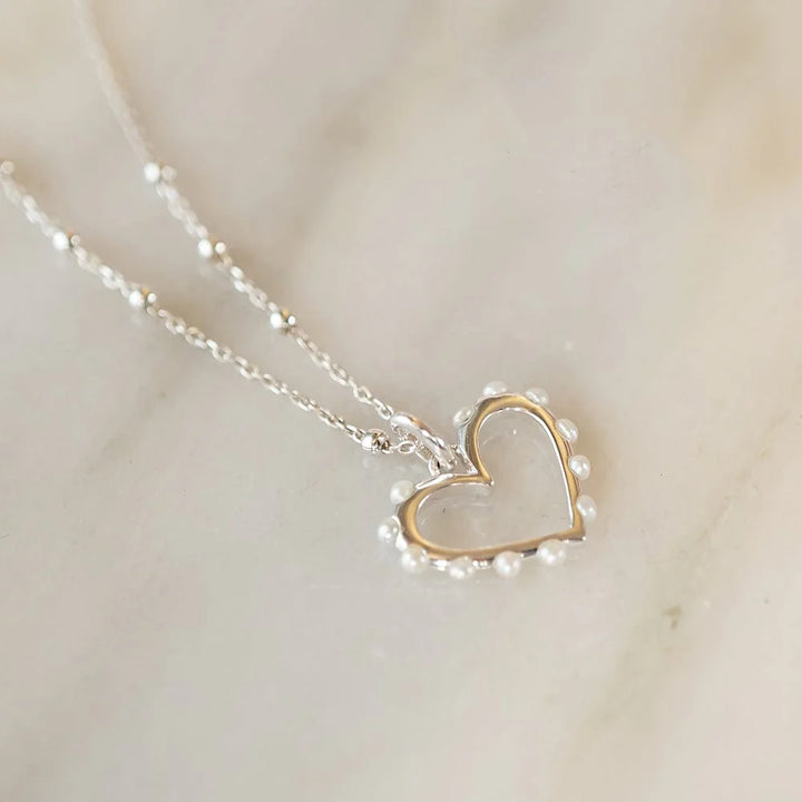 Daisy London Silver Pearl Heart Necklace