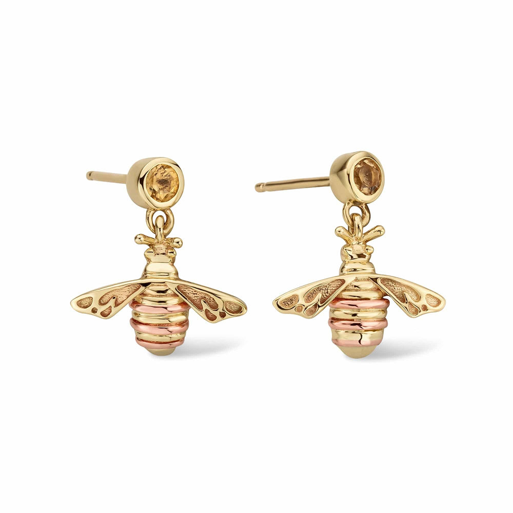 Clogau Gold Honey Bee Citrine Drop Earrings