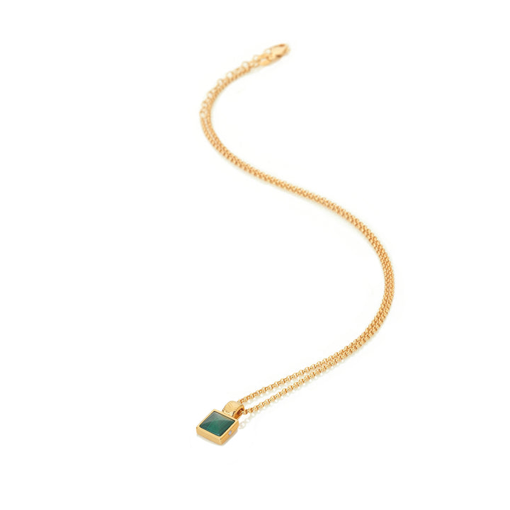 Hot Diamonds X Jac Jossa Gold Revive Malachite Square Pendant Necklace