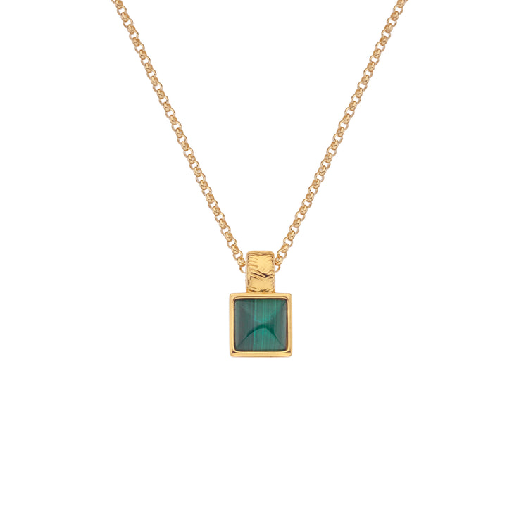 Hot Diamonds X Jac Jossa Gold Revive Malachite Square Pendant Necklace