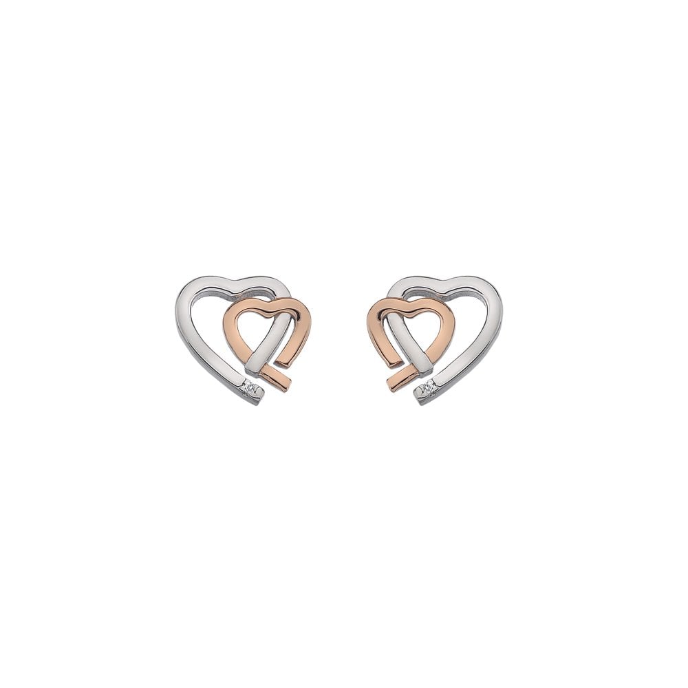 Hot Diamonds Silver & Rose Gold Warm Heart Earrings