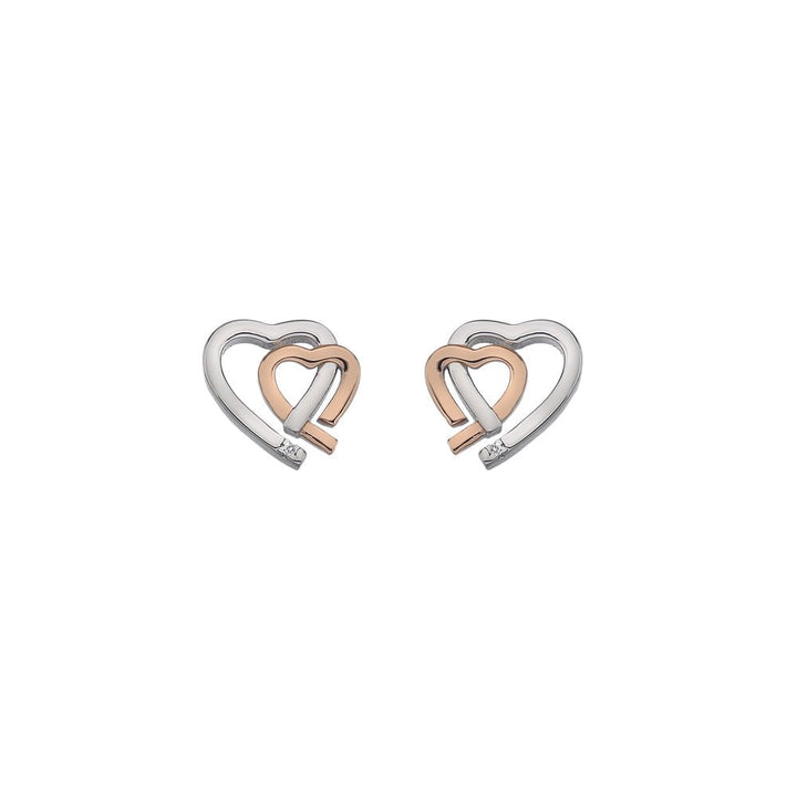 Hot Diamonds Silver & Rose Gold Warm Heart Earrings