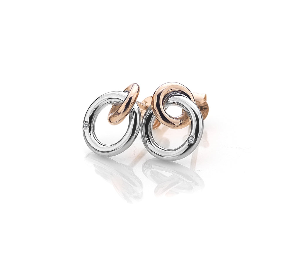 Hot Diamonds Silver Eternal Earrings With Rose Gold Accents