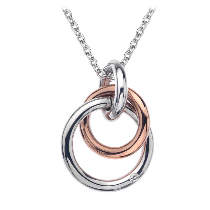 Hot Diamonds Silver Eternal Pendant Necklace With Rose Gold Accents