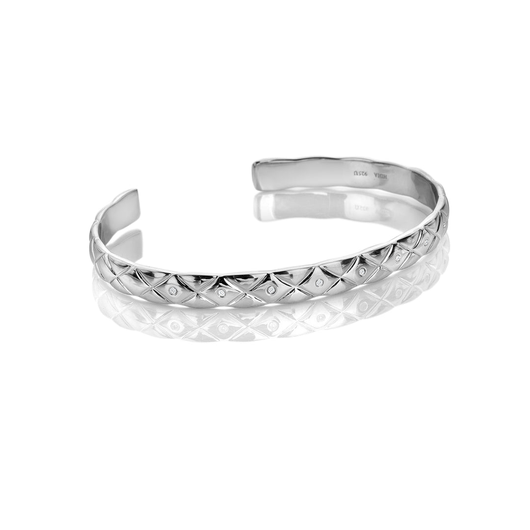 Hot Diamonds Silver Quilted Bangle