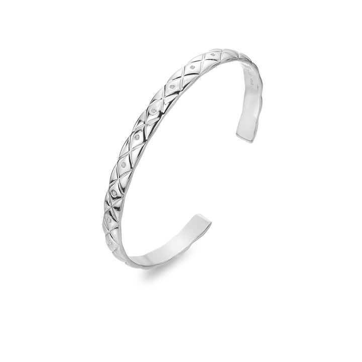 Hot Diamonds Silver Quilted Bangle