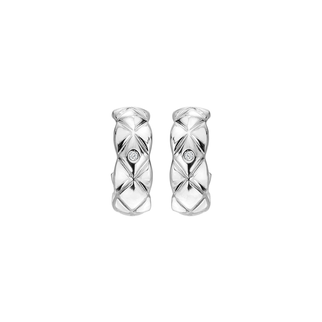 Hot Diamonds Silver Quilted White Topaz Earrings