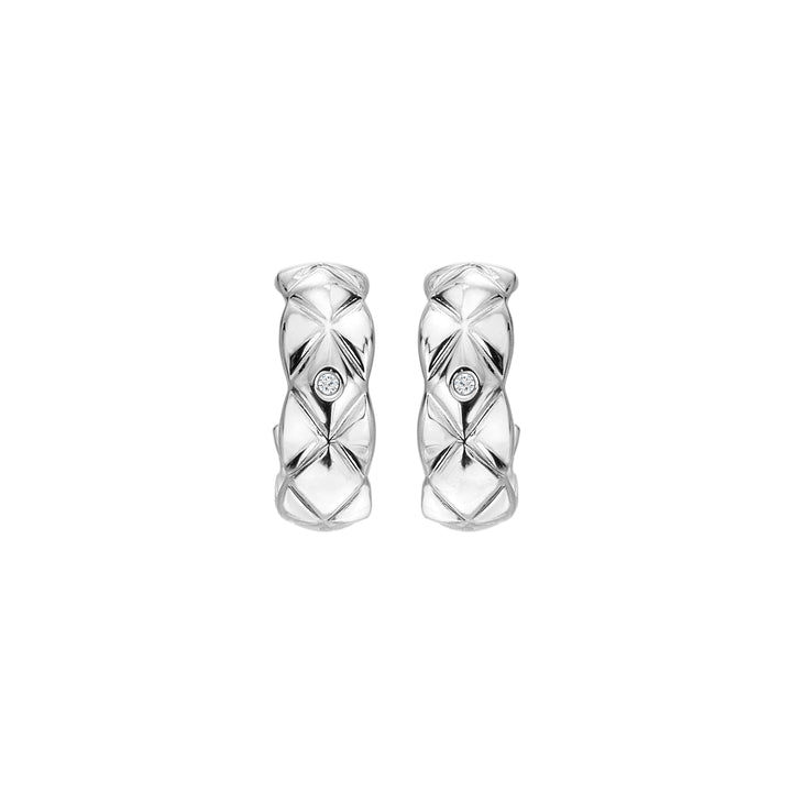 Hot Diamonds Silver Quilted White Topaz Earrings