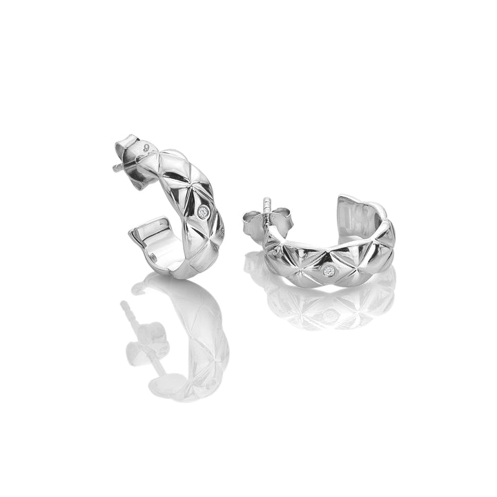 Hot Diamonds Silver Quilted White Topaz Earrings