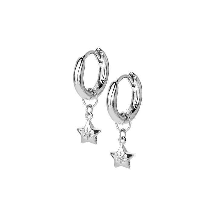 Hot Diamonds Silver Star Hoop Earrings