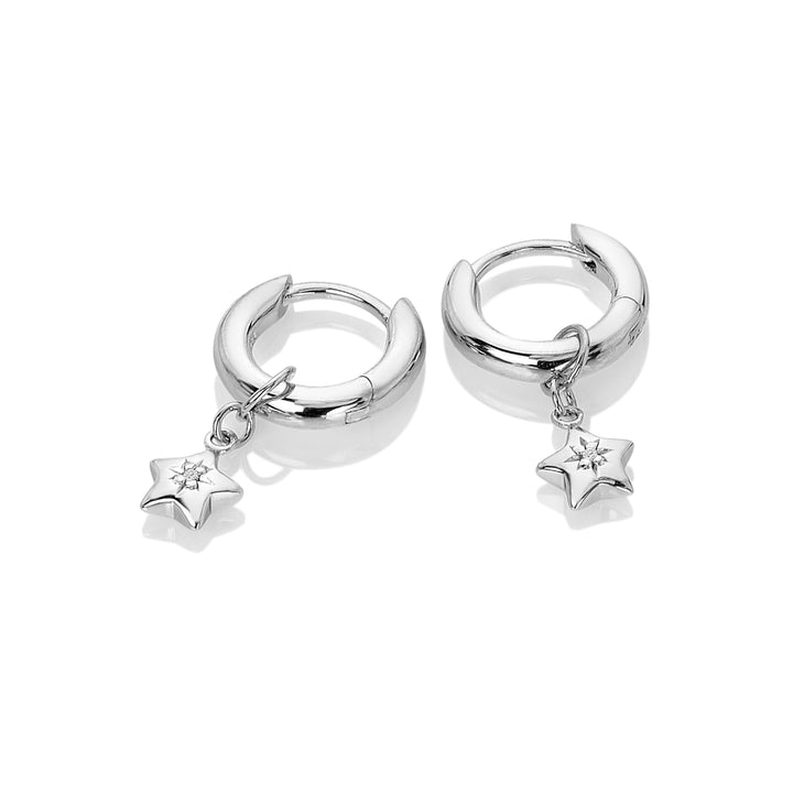 Hot Diamonds Silver Star Hoop Earrings