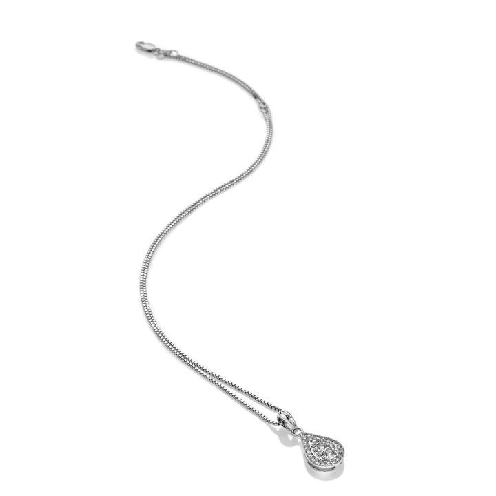 Hot Diamonds Silver Teardrop White Topaz Pendant Necklace