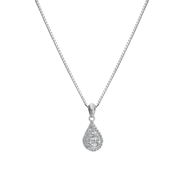 Hot Diamonds Silver Teardrop White Topaz Pendant Necklace