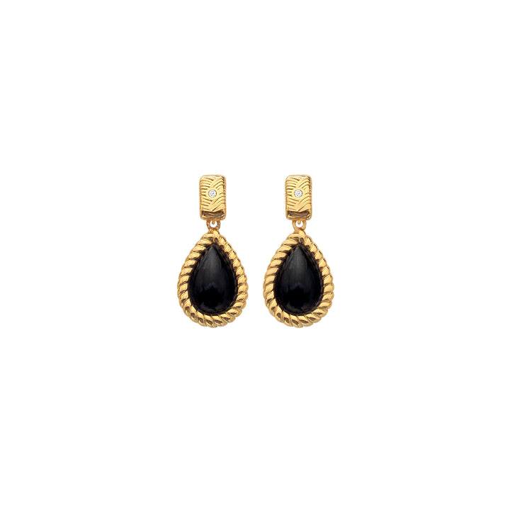 Hot Diamonds X Jac Jossa Gold Black Onyx Oval Earrings