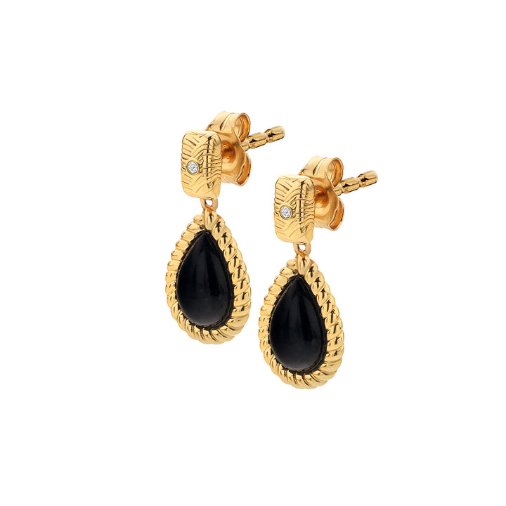 Hot Diamonds X Jac Jossa Gold Black Onyx Oval Earrings