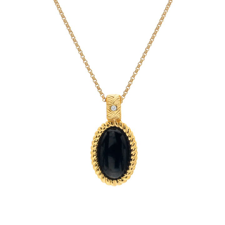 Hot Diamonds X Jac Jossa Gold Black Onyx Oval Pendant Necklace