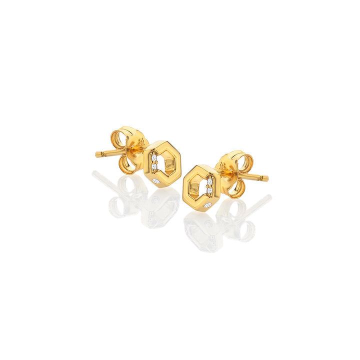 Hot Diamonds X Jac Jossa Gold Hexagon White Topaz Earrings