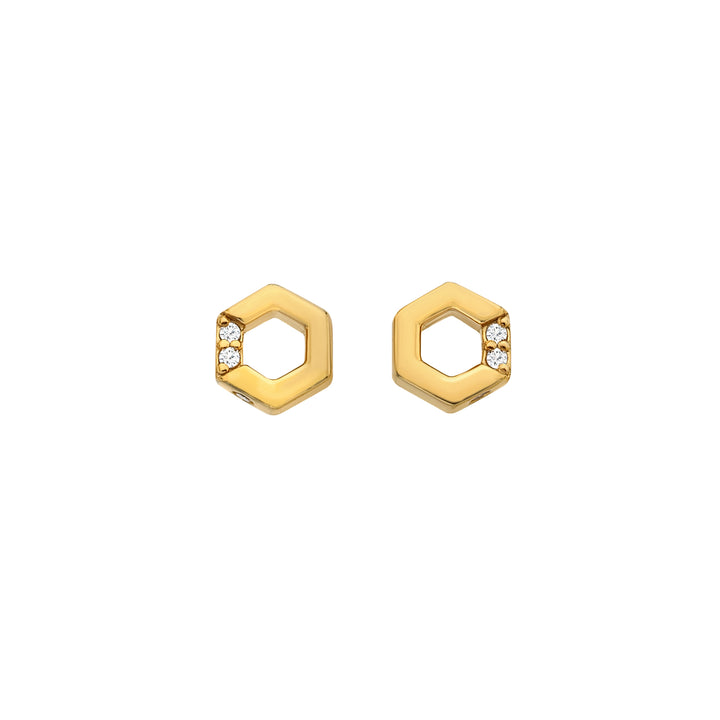 Hot Diamonds X Jac Jossa Gold Hexagon White Topaz Earrings