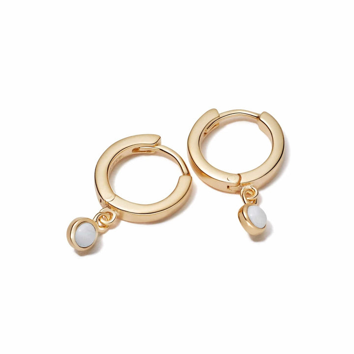 Daisy London 18ct Gold Plate Howlite Healing Huggie Hoops