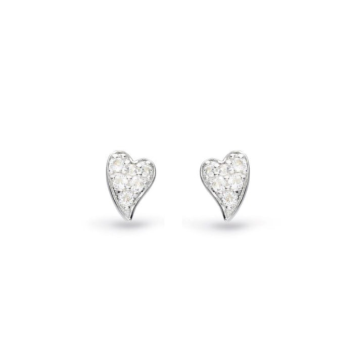 Kit Heath Silver Cherish Precious Pave Heart Stud Earrings