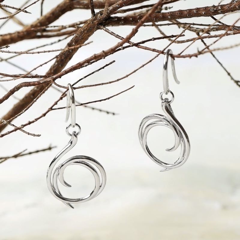 Kit Heath Silver Entwine Helix Wrap Drop Earrings