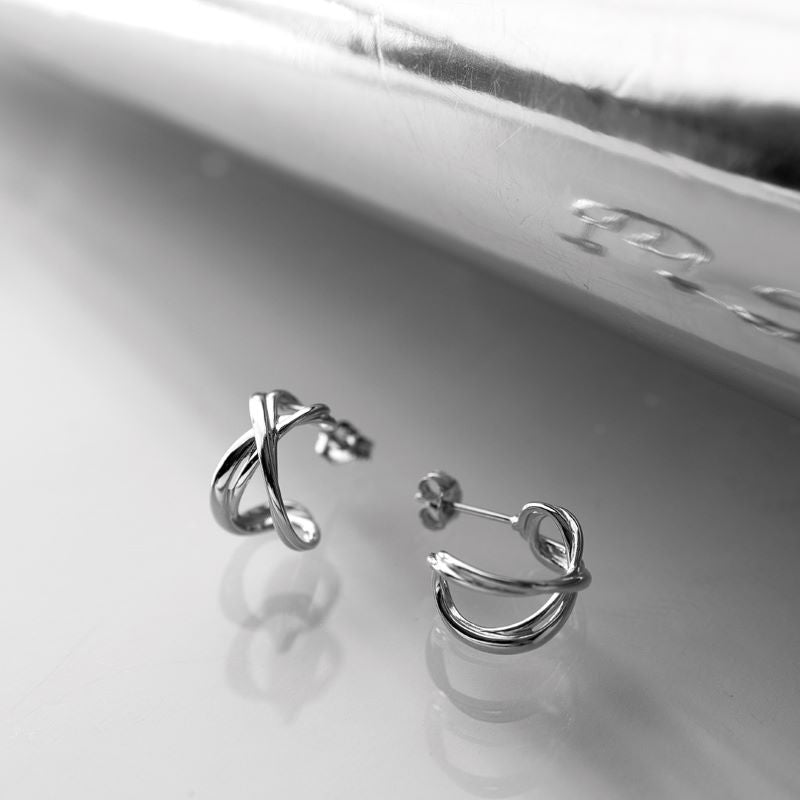 Kit Heath Silver Infinity Stud Hoop Earrings