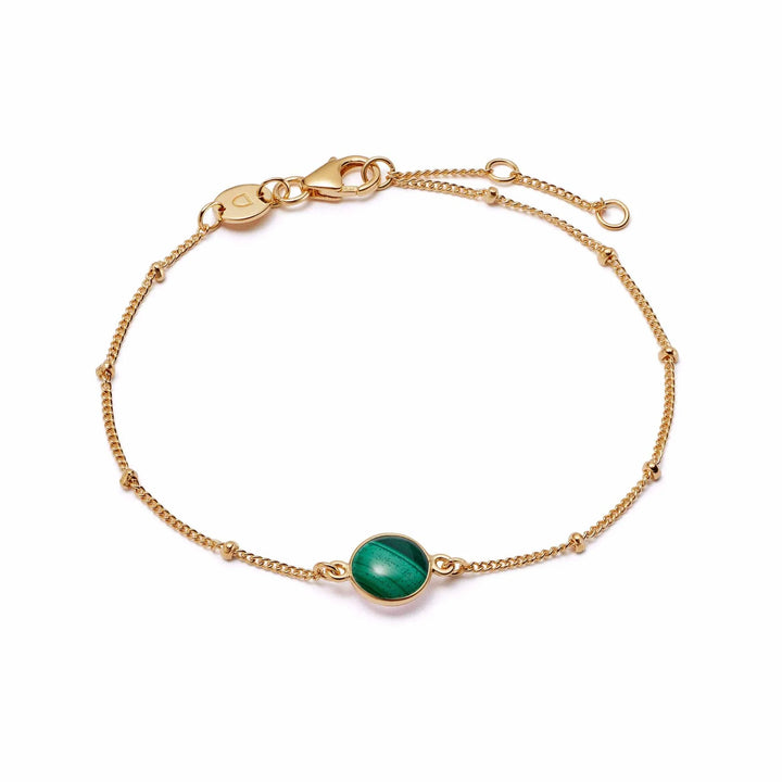 Daisy London 18ct Gold Plate Green Malachite Healing Stone Bracelet