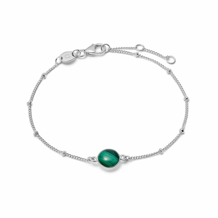 Daisy London Sterling Silver Green Malachite Healing Stones Bracelet