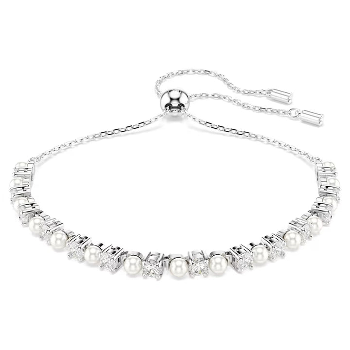 Swarovski Silver Matrix Crystal and Pearl Bracelet