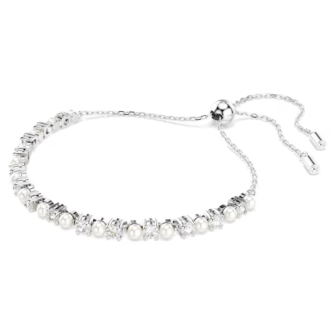 Swarovski Silver Matrix Crystal and Pearl Bracelet