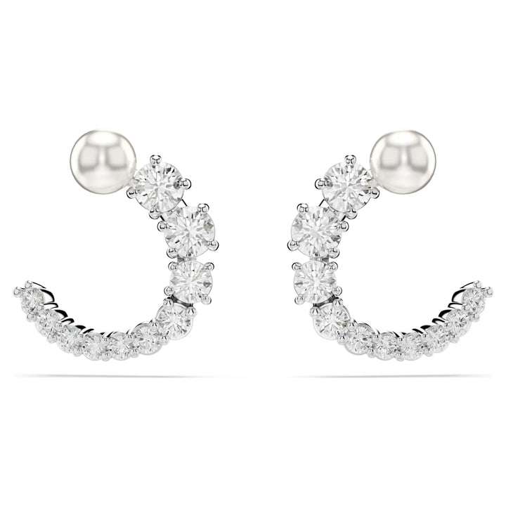 Swarovski Silver Matrix Pearl Hoop Earrings