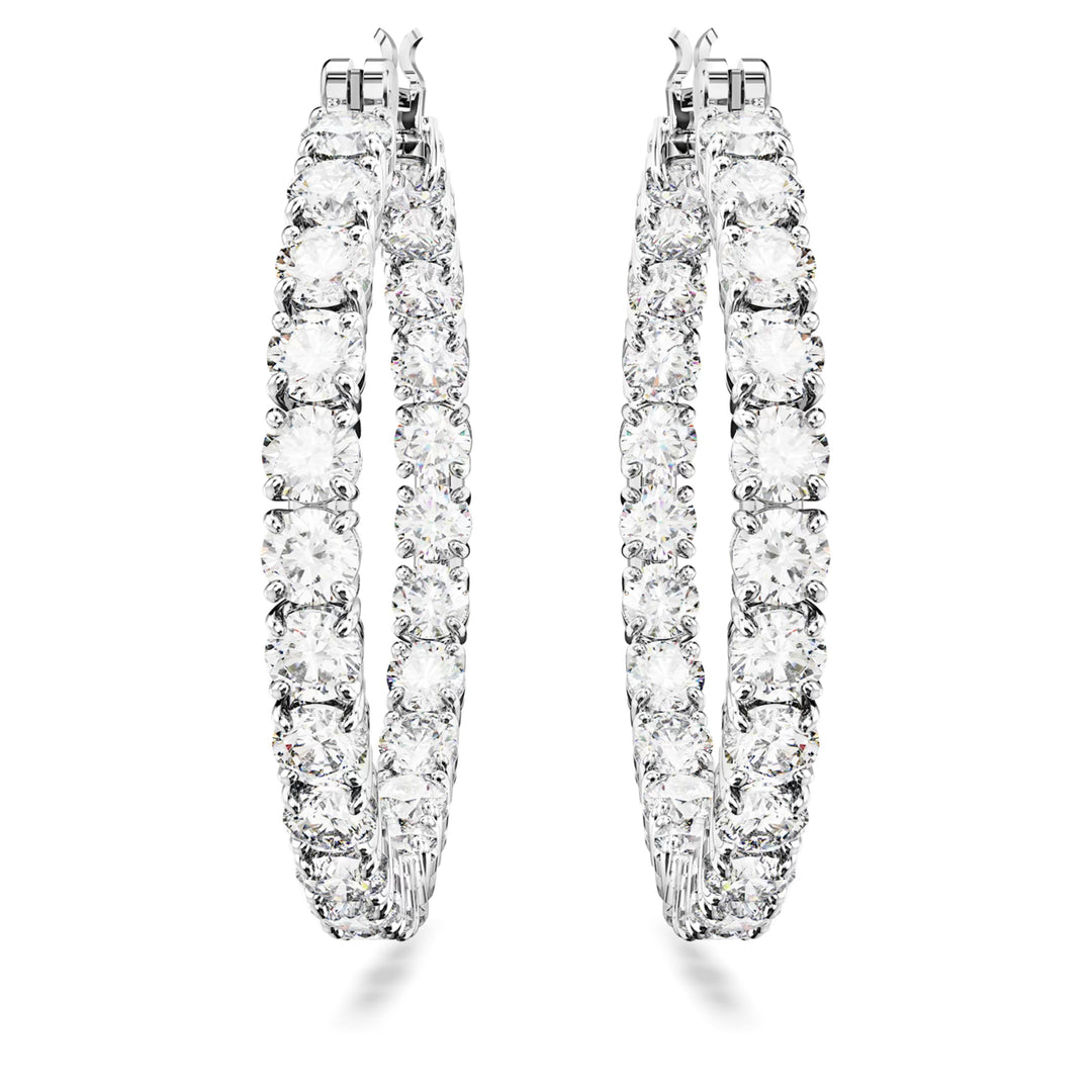 Swarovski Silver Matrix Round Cut Hoop Earrings