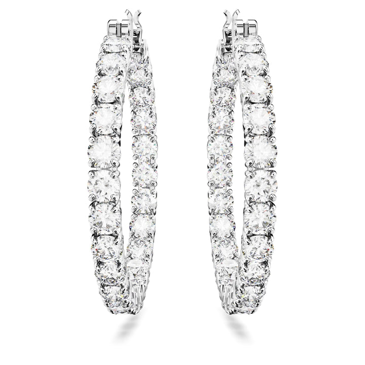 Swarovski Silver Matrix Round Cut Hoop Earrings