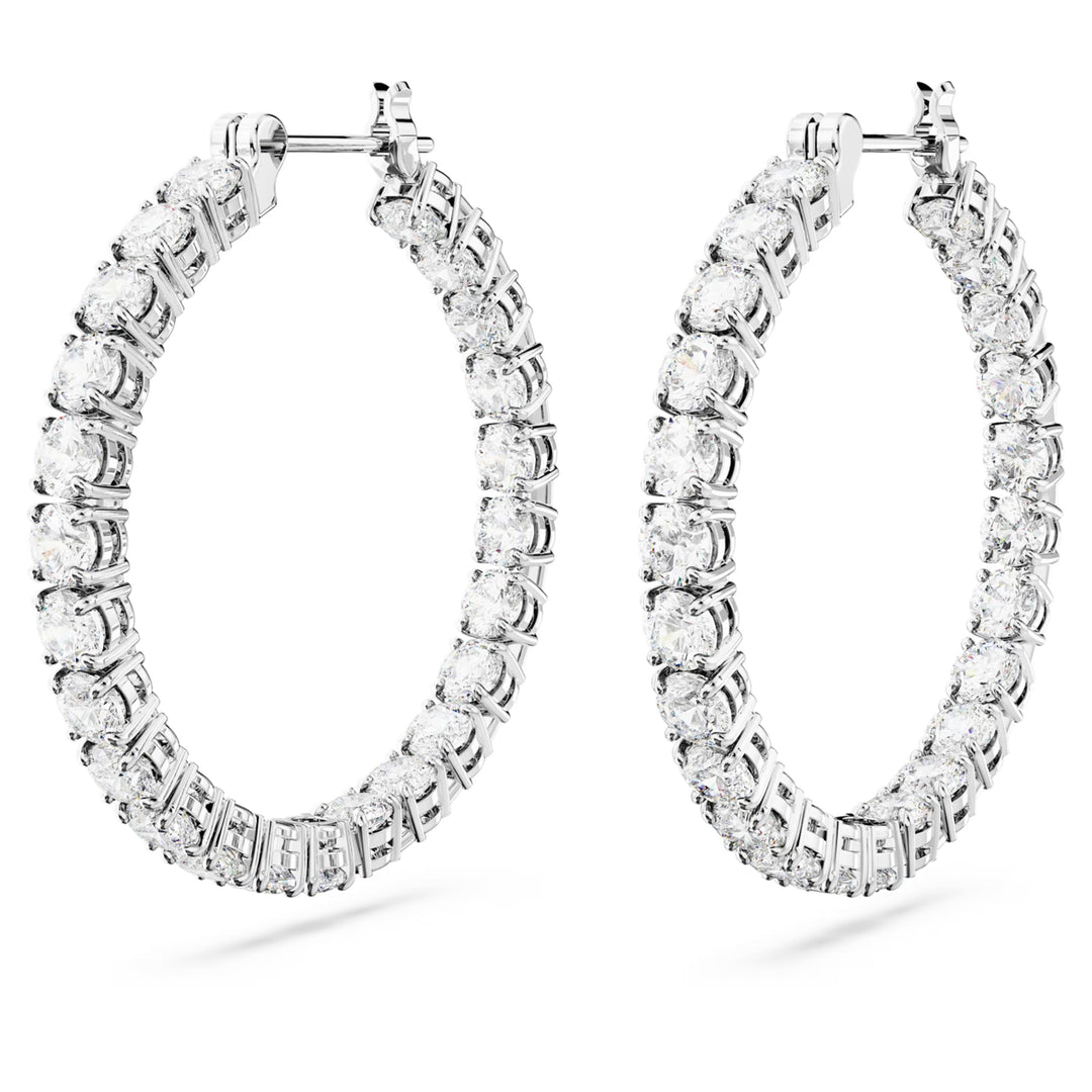 Swarovski Silver Matrix Round Cut Hoop Earrings