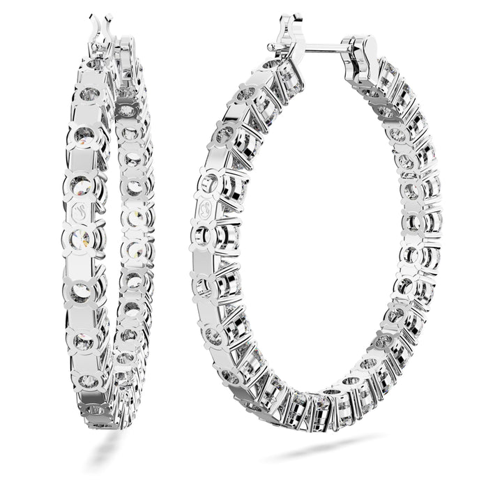 Swarovski Silver Matrix Round Cut Hoop Earrings