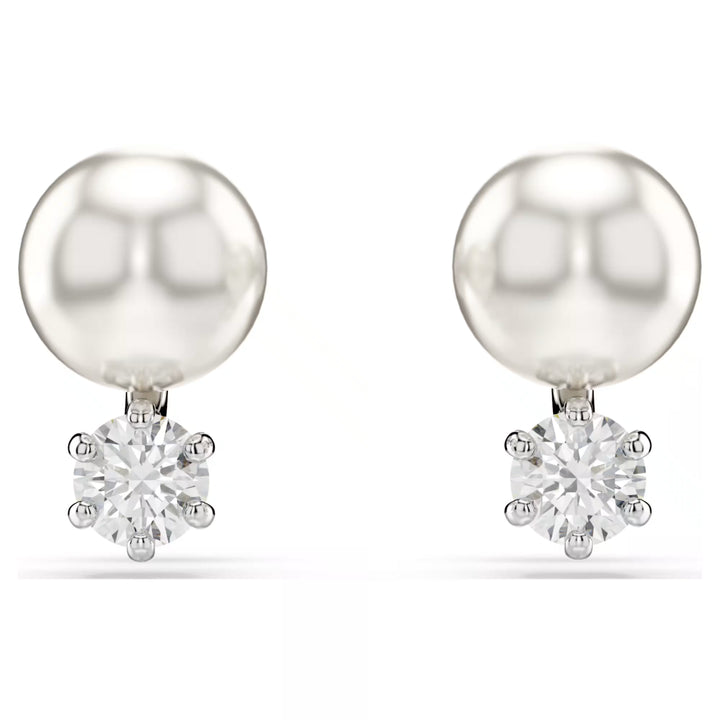 Swarovski Silver Matrix Pearl Stud Earrings