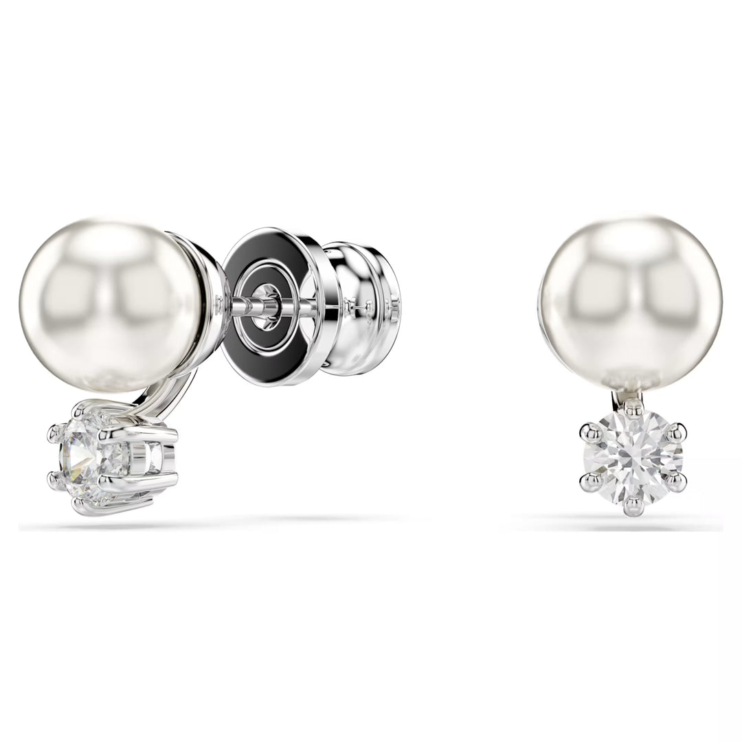 Swarovski Silver Matrix Pearl Stud Earrings