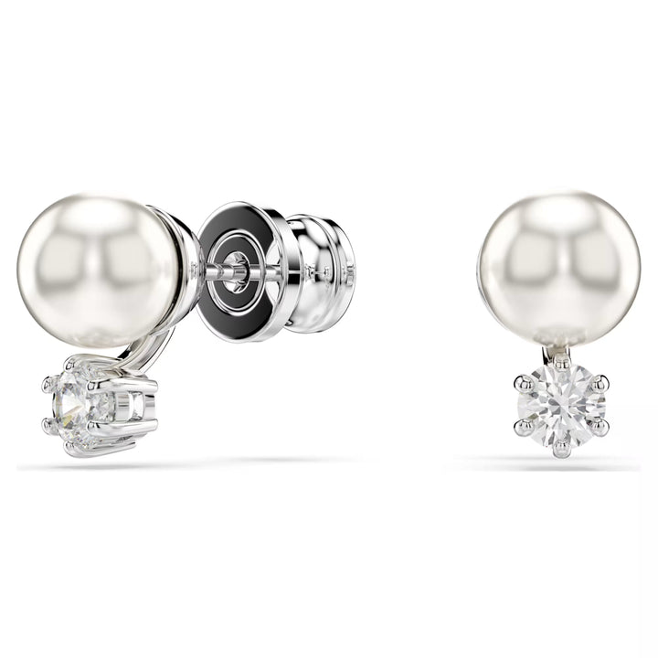 Swarovski Silver Matrix Pearl Stud Earrings