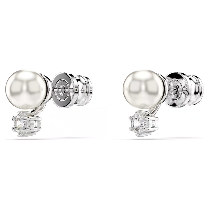 Swarovski Silver Matrix Pearl Stud Earrings