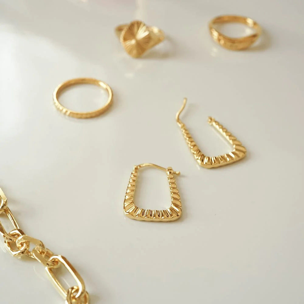 Daisy London Gold Maxi Striped Creole Hoop Earrings